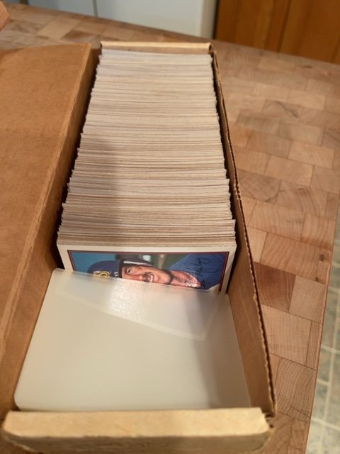 Box of 1989 Bowman Baseball Cards. With extra side sleeves.